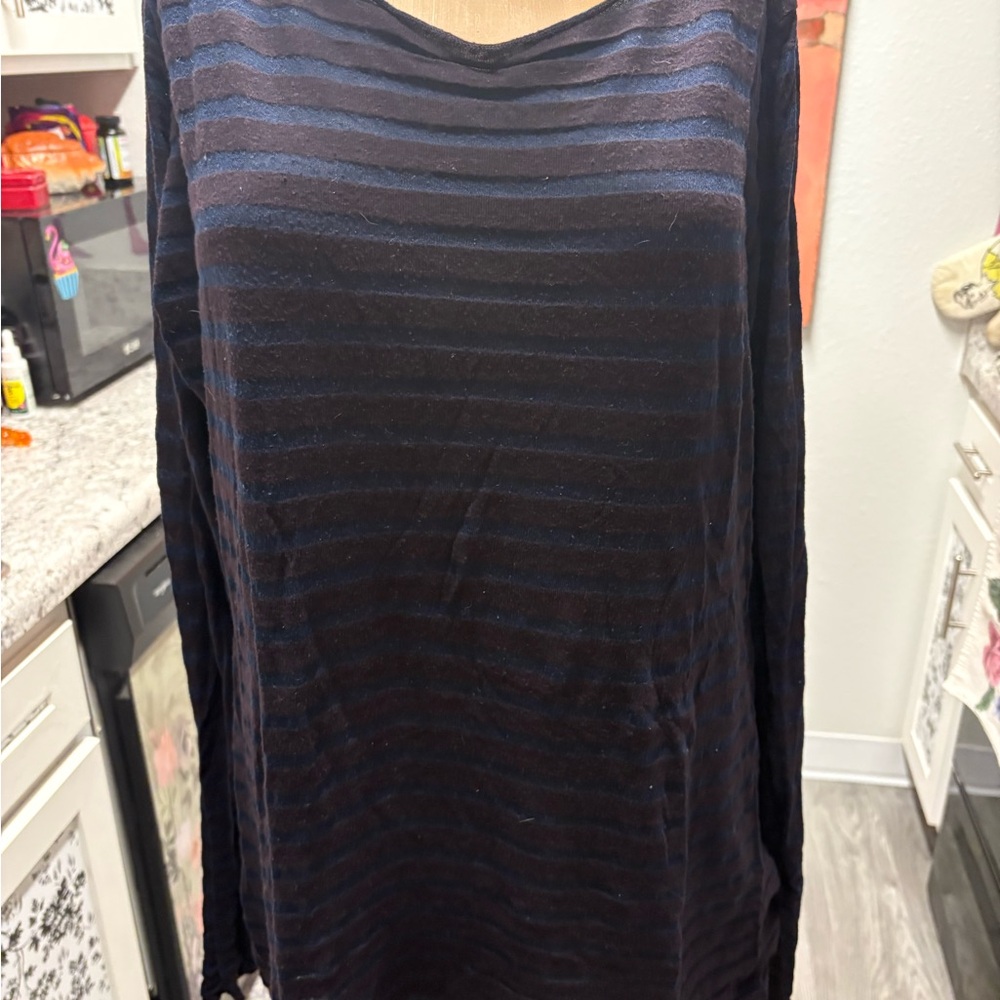 Blue Fish Navy & Plum Ling Sleeve Striped T Shirt Size 2 or XL to XXL